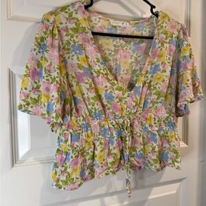 Primark Floral Blouse in Pink, Blue, and Green